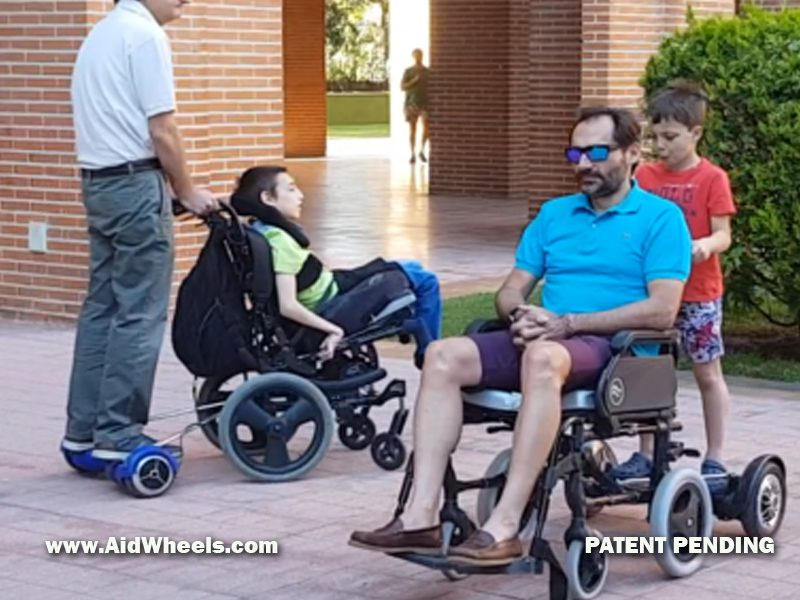 silla de ruedas manual con ayuda tecnica electrica acompañante hoverboard
